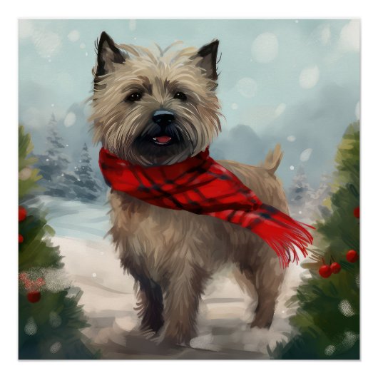Cairn Terrier Hond in Sneeuw Kerstmis Perfect Poster (Voorkant)