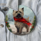 Cairn Terrier Hond in Sneeuw Kerstmis Ronde Button 6,0 Cm (In situ)