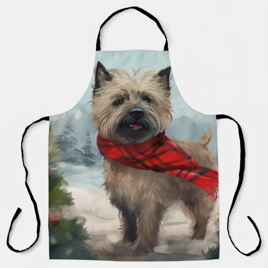 Cairn Terrier Hond in Sneeuw Kerstmis Schort (Voorkant)