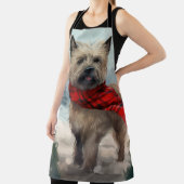 Cairn Terrier Hond in Sneeuw Kerstmis Schort (Insitu)