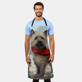 Cairn Terrier Hond in Sneeuw Kerstmis Schort (Gedragen)