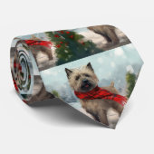 Cairn Terrier Hond in Sneeuw Kerstmis Stropdas (Opgerold)