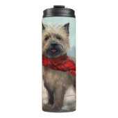 Cairn Terrier Hond in Sneeuw Kerstmis Thermosbeker (Voorkant)