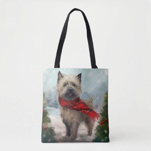 Cairn Terrier Hond in Sneeuw Kerstmis Tote Bag (Voorkant)