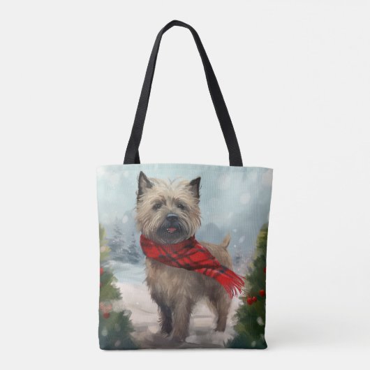Cairn Terrier Hond in Sneeuw Kerstmis Tote Bag (Achterkant)