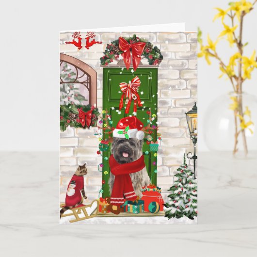 Cairn Terrier hond kerst  Kaart (Gele Bloem)