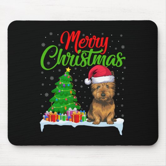 Cairn Terrier Hond Kerstboom Verlichting Grappige Muismat (Voorkant)