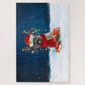 Cairn Terrier hond met kerstcadeaus Legpuzzel (Verticaal)