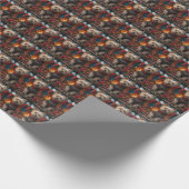 Cairn Terrier hond met kerstcadeaus open haard Cadeaupapier (Hoek)