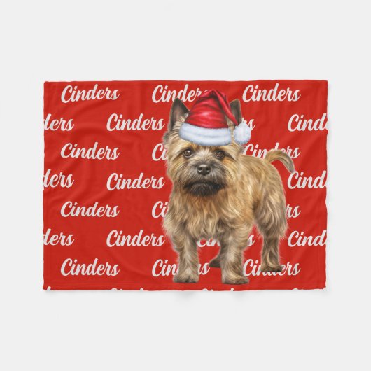 Cairn Terrier Hond met naam Patroon Kerstmis Fleece Deken (Voorkant (Horizontaal))