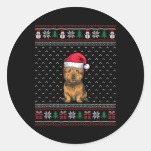 Cairn Terrier Hond met Santa Hat Lelijke Xmas Hond Ronde Sticker