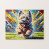 Cairn Terrier Hond Portret Acryl Art Print Hond Legpuzzel (Horizontaal)