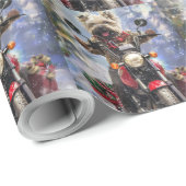 Cairn Terrier Hond Rijden Motorfiets Kerstmis Cadeaupapier (Rol Hoek)