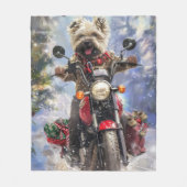 Cairn Terrier Hond Rijden Motorfiets Kerstmis Fleece Deken (Voorkant)