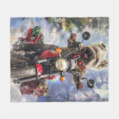 Cairn Terrier Hond Rijden Motorfiets Kerstmis Fleece Deken (Voorkant (Horizontaal))