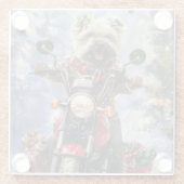 Cairn Terrier Hond Rijden Motorfiets Kerstmis Glazen Onderzetter (Achterkant)