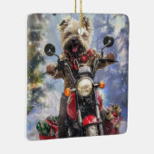 Cairn Terrier Hond Rijden Motorfiets Kerstmis Keramisch Ornament (Rechts)