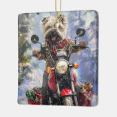 Cairn Terrier Hond Rijden Motorfiets Kerstmis Keramisch Ornament (Links)
