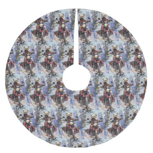 Cairn Terrier Hond Rijden Motorfiets Kerstmis Kerstboom Rok (Voorkant)