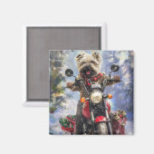 Cairn Terrier Hond Rijden Motorfiets Kerstmis Magneet (Voorkant / Achterkant)