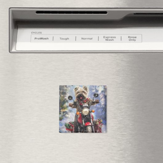 Cairn Terrier Hond Rijden Motorfiets Kerstmis Magneet (Insitu (Vaatwasser))