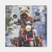 Cairn Terrier Hond Rijden Motorfiets Kerstmis Magneet (Voorkant)