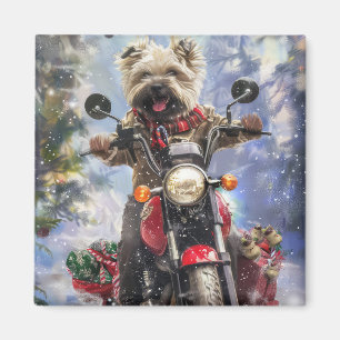 Cairn Terrier Hond Rijden Motorfiets Kerstmis Magneet