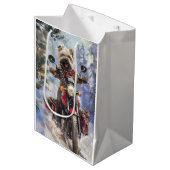 Cairn Terrier Hond Rijden Motorfiets Kerstmis Medium Cadeauzakje (Voorkant Gekanteld)