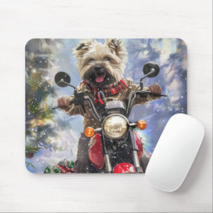 Cairn Terrier Hond Rijden Motorfiets Kerstmis Muismat
