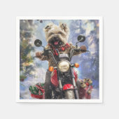 Cairn Terrier Hond Rijden Motorfiets Kerstmis Servet (Voorkant)