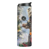 Cairn Terrier Hond Rijden Motorfiets Kerstmis Thermosbeker (Gedraaid links)