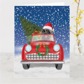 Cairn Terrier-hond rijdt auto in sneeuw met Kerstm Kaart (Gele Bloem)