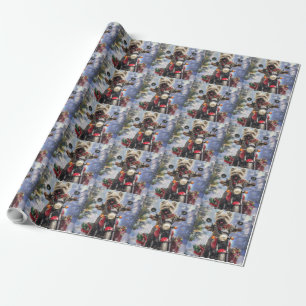 Cairn Terrier-hond rijdt op motorfiets met Kerstmi Cadeaupapier