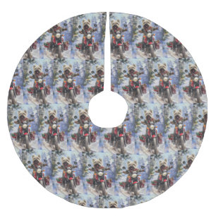 Cairn Terrier-hond rijdt op motorfiets met Kerstmi Kerstboom Rok