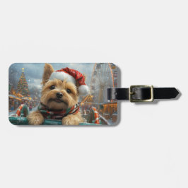 Cairn Terrier Hond Roller Coaster Kerstmis Bagagelabel