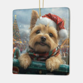 Cairn Terrier Hond Roller Coaster Kerstmis Keramisch Ornament (Links)