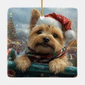 Cairn Terrier Hond Roller Coaster Kerstmis Keramisch Ornament (Achterkant)