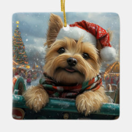 Cairn Terrier Hond Roller Coaster Kerstmis Keramisch Ornament