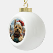 Cairn Terrier Hond Roller Coaster Kerstmis Keramische Bal Ornament (Rechts)