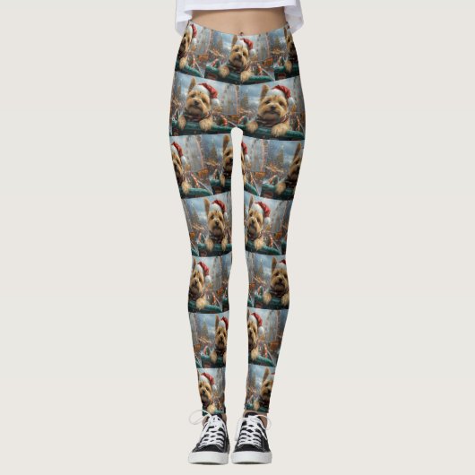 Cairn Terrier Hond Roller Coaster Kerstmis Leggings (Voorkant)
