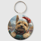 Cairn Terrier Hond Roller Coaster Kerstmis Sleutelhanger (Achterkant)