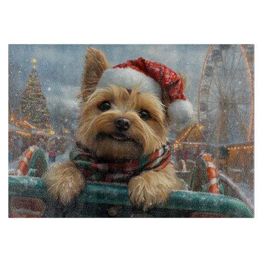 Cairn Terrier Hond Roller Coaster Kerstmis Snijplank (Voorkant)