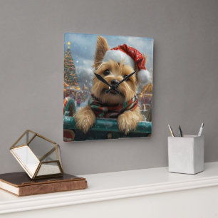Cairn Terrier Hond Roller Coaster Kerstmis Vierkante Klok