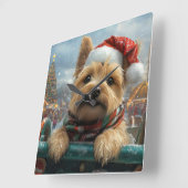 Cairn Terrier Hond Roller Coaster Kerstmis Vierkante Klok (Hoek)