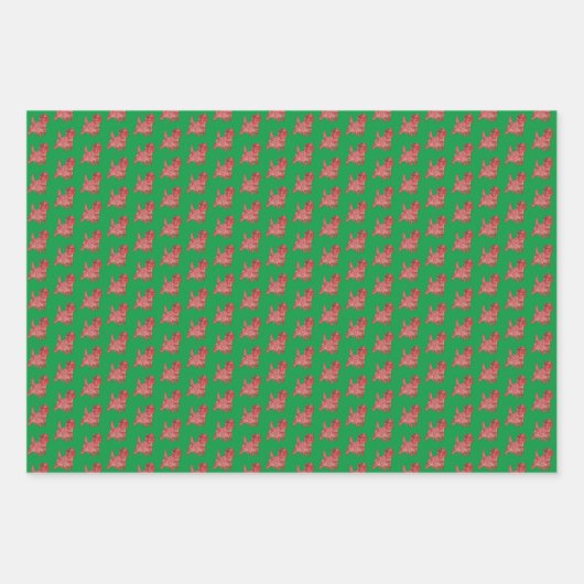 Cairn Terrier Hond Silhouet Groen Vrolijk Woofmas Inpakpapier Vel (Voorkant 3)