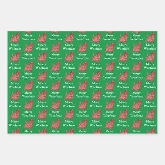 Cairn Terrier Hond Silhouet Groen Vrolijk Woofmas Inpakpapier Vel (Voorkant)