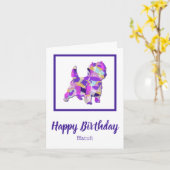 Cairn Terrier Hond Silhouet Leuke PPY&B Verjaardag Kaart (Gele Bloem)