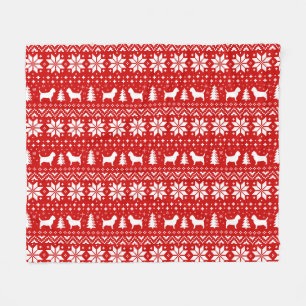 Cairn Terrier Hond Silhouetten Kerstpatroon Fleece Deken