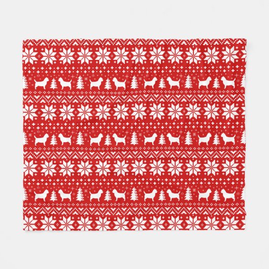 Cairn Terrier Hond Silhouetten Kerstpatroon Fleece Deken (Voorkant (Horizontaal))