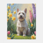 Cairn Terrier Hond Spring Bloemen Schilderen Fleece Deken (Voorkant)
